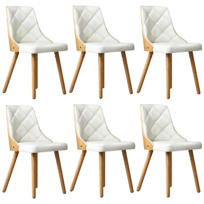 Oikiture 6x Wooden Dining Chairs Faux Leather Padded White-Dining Chair-PEROZ Accessories