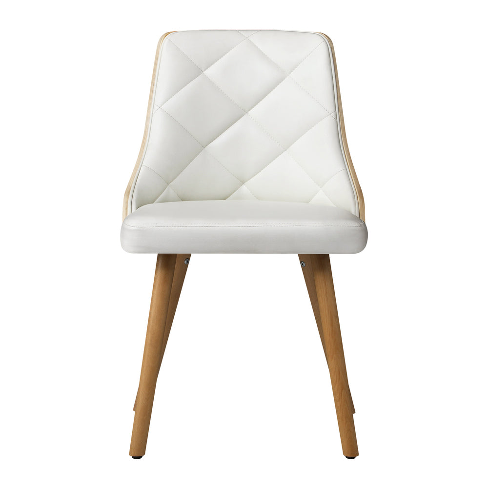 Oikiture 6x Wooden Dining Chairs Faux Leather Padded White-Dining Chair-PEROZ Accessories