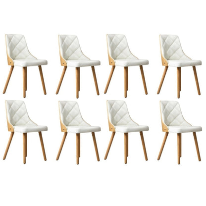 Oikiture 8x Wooden Dining Chairs Faux Leather Padded White-Dining Chair-PEROZ Accessories