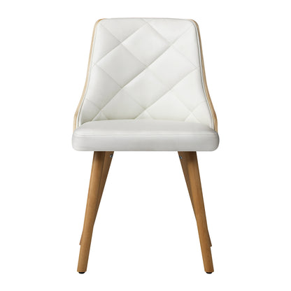 Oikiture 8x Wooden Dining Chairs Faux Leather Padded White-Dining Chair-PEROZ Accessories