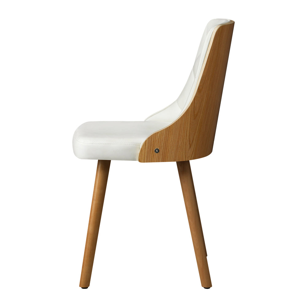 Oikiture 8x Wooden Dining Chairs Faux Leather Padded White-Dining Chair-PEROZ Accessories