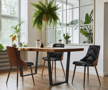 Oikiture Dining Chairs Retro PU Leather x2 Black-Dining Chair-PEROZ Accessories