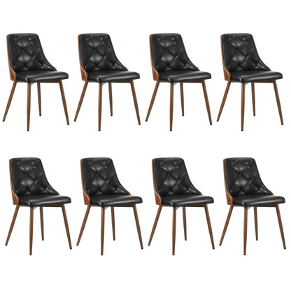 Oikiture Dining Chairs Cafe Seat Retro PU Leather x8 Black-Dining Chair-PEROZ Accessories