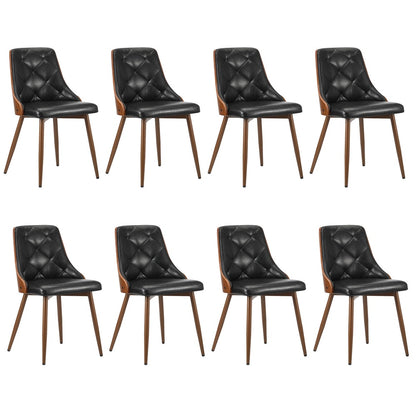 Oikiture Dining Chairs Cafe Seat Retro PU Leather x8 Black-Dining Chair-PEROZ Accessories