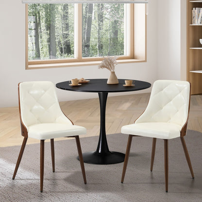 Oikiture Dining Chairs PU Leather x2 White-Dining Chair-PEROZ Accessories