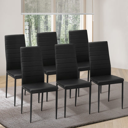 Oikiture 6PCS Dining Chairs High-Back Faux Leather Black-Dining Chair-PEROZ Accessories
