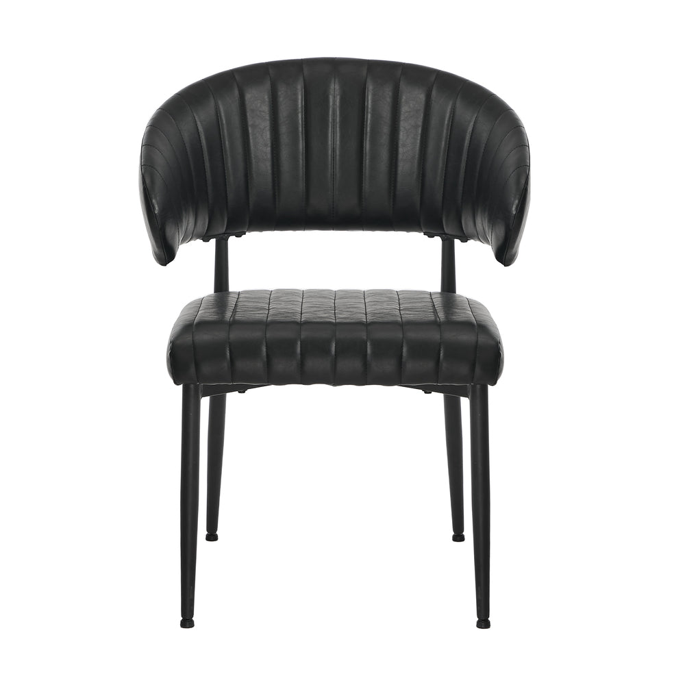Oikiture 2x PU Leather Dining Chair Kitchen Padded Seat Black-Dining Chair-PEROZ Accessories