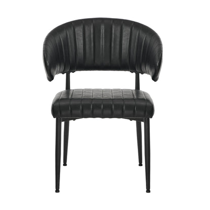 Oikiture 2x PU Leather Dining Chair Kitchen Padded Seat Black-Dining Chair-PEROZ Accessories