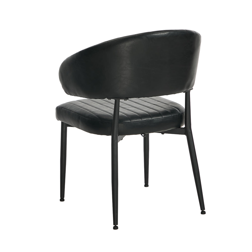Oikiture 2x PU Leather Dining Chair Kitchen Padded Seat Black-Dining Chair-PEROZ Accessories