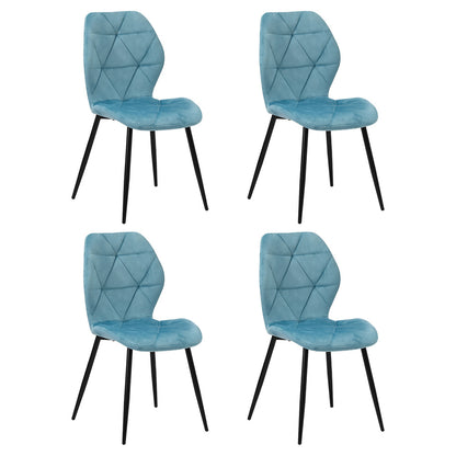 Oikiture Dining Chairs Set of 4 Velvet Blue-Dining Chair-PEROZ Accessories