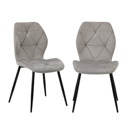 Oikiture Dining Chairs Set of 2 Velvet Grey-Dining Chair-PEROZ Accessories