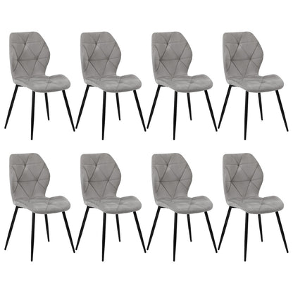 Oikiture Dining Chairs Set of 8 Velvet Grey-Dining Chair-PEROZ Accessories