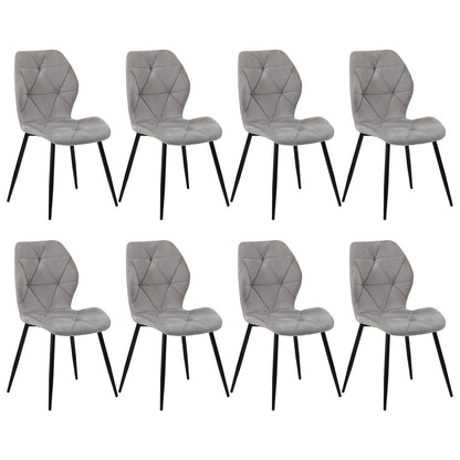 Oikiture Dining Chairs Set of 8 Velvet Grey-Dining Chair-PEROZ Accessories