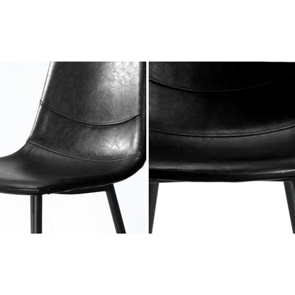 Oikiture 2x Dining Chairs PU Leather Black-Dining Chair-PEROZ Accessories