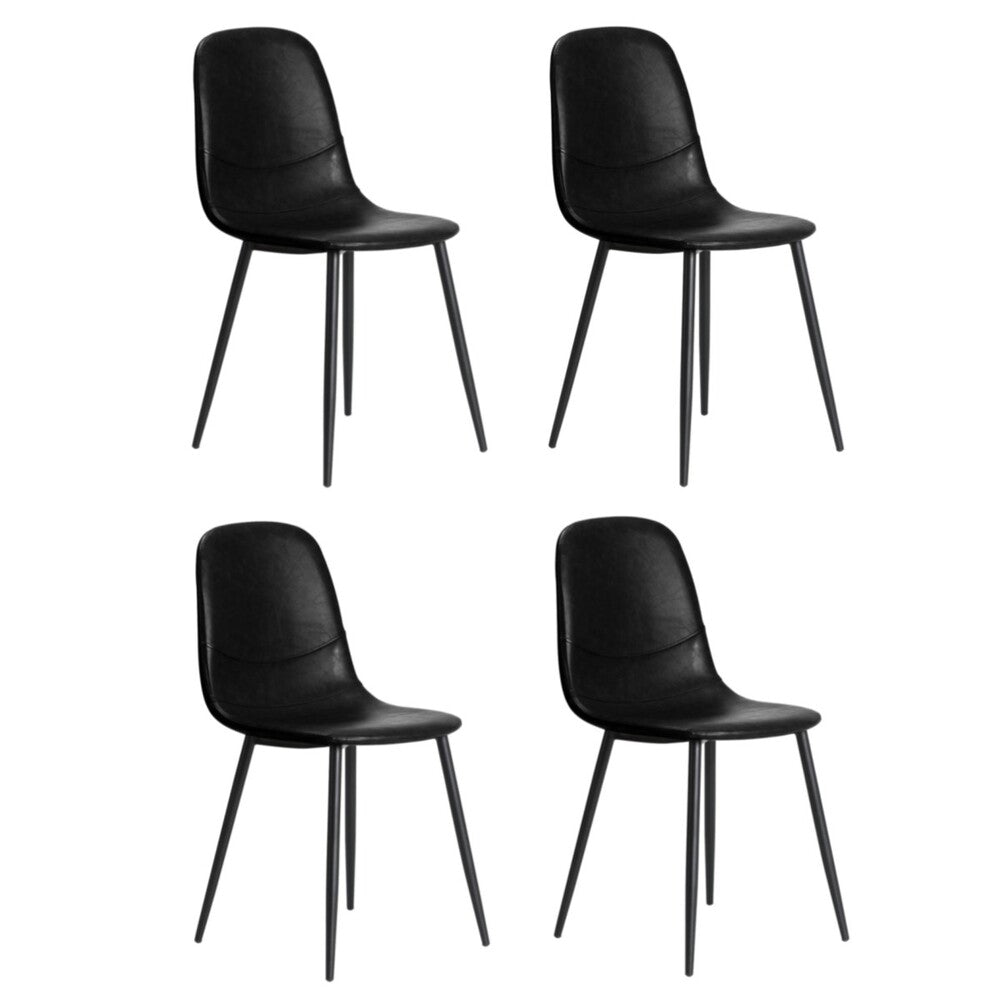 Oikiture 4x Dining Chairs PU Leather Black-Dining Chair-PEROZ Accessories