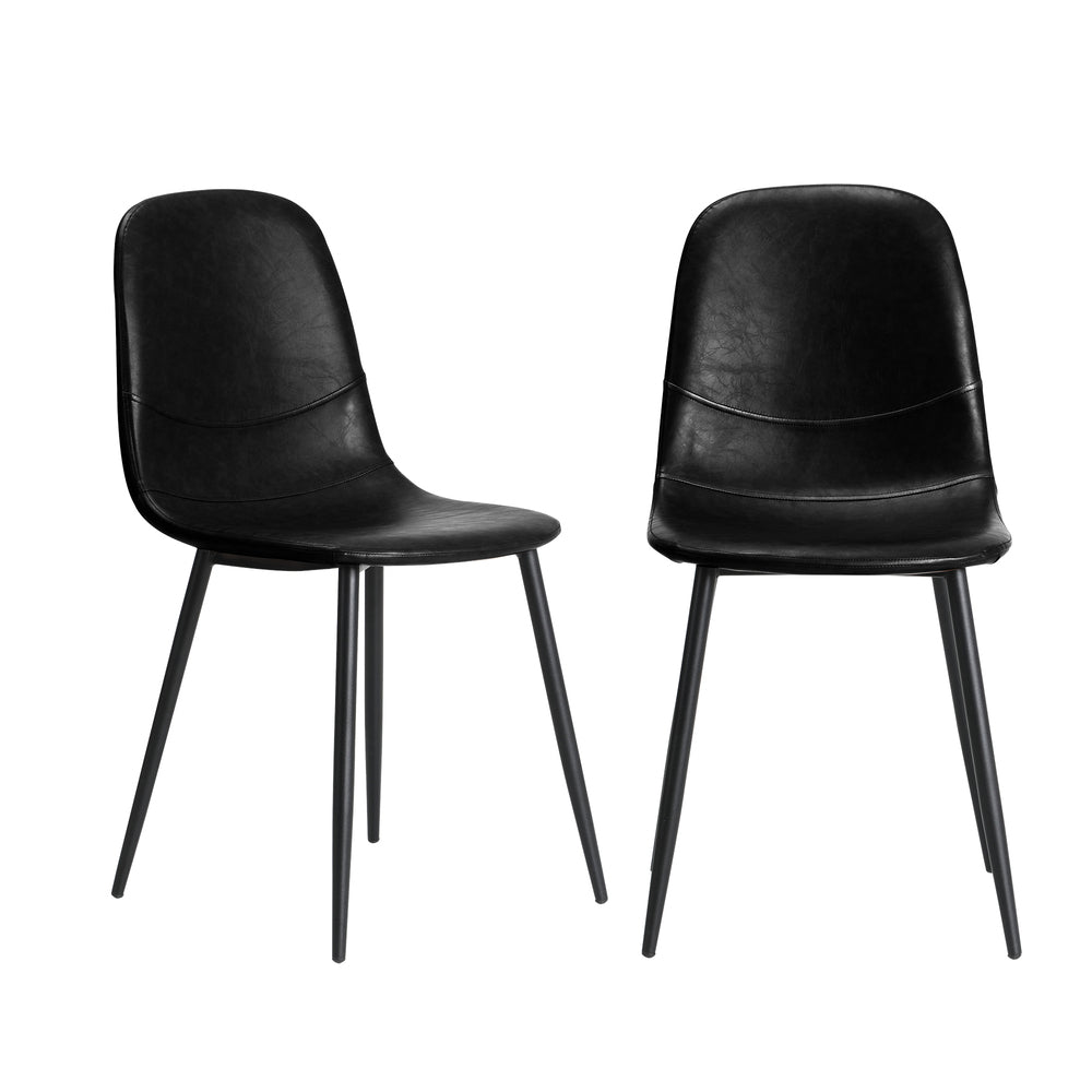 Oikiture 4x Dining Chairs PU Leather Black-Dining Chair-PEROZ Accessories