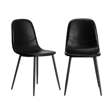 Oikiture 4x Dining Chairs PU Leather Black-Dining Chair-PEROZ Accessories
