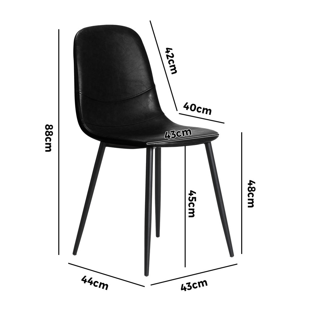 Oikiture 4x Dining Chairs PU Leather Black-Dining Chair-PEROZ Accessories