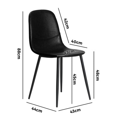 Oikiture 4x Dining Chairs PU Leather Black-Dining Chair-PEROZ Accessories