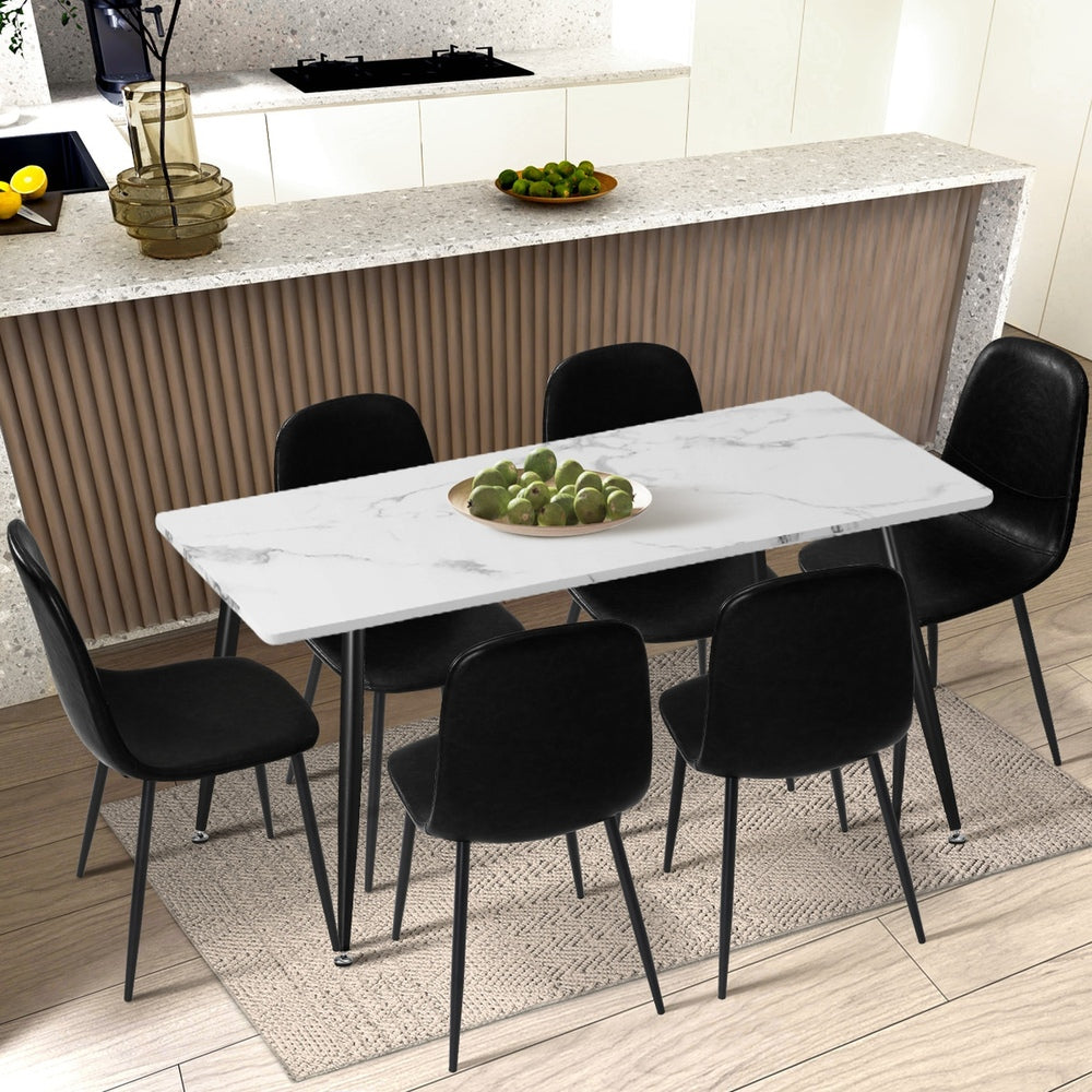 Oikiture 4x Dining Chairs PU Leather Black-Dining Chair-PEROZ Accessories