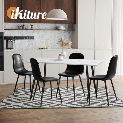 Oikiture 4x Dining Chairs PU Leather Black-Dining Chair-PEROZ Accessories
