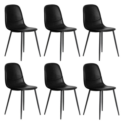 Oikiture 6x Dining Chairs PU Leather Black-Dining Chair-PEROZ Accessories