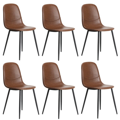 Oikiture 6x Dining Chairs PU Leather Brown-Dining Chair-PEROZ Accessories