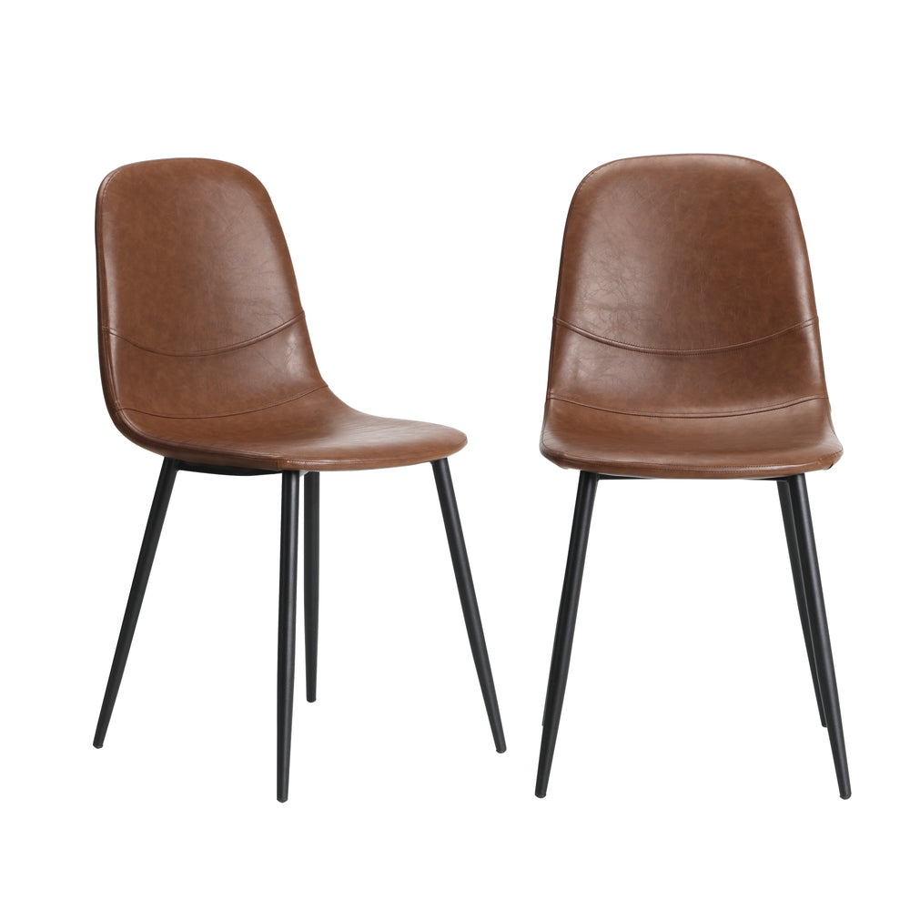 Oikiture 8x Dining Chairs Accent Chair PU Leather Brown-Dining Chair-PEROZ Accessories