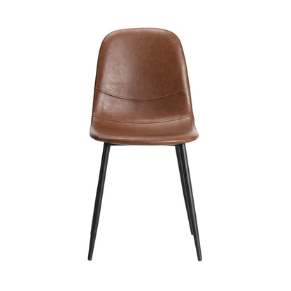 Oikiture 8x Dining Chairs Accent Chair PU Leather Brown-Dining Chair-PEROZ Accessories