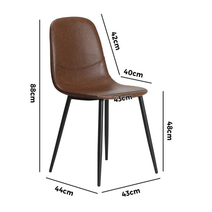 Oikiture 8x Dining Chairs Accent Chair PU Leather Brown-Dining Chair-PEROZ Accessories