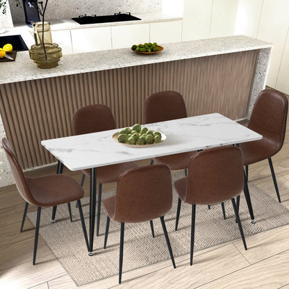 Oikiture 8x Dining Chairs Accent Chair PU Leather Brown-Dining Chair-PEROZ Accessories