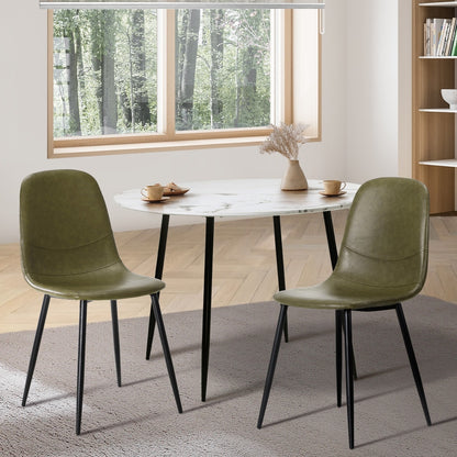 Oikiture 2x Dining Chairs PU Leather Green-Dining Chair-PEROZ Accessories