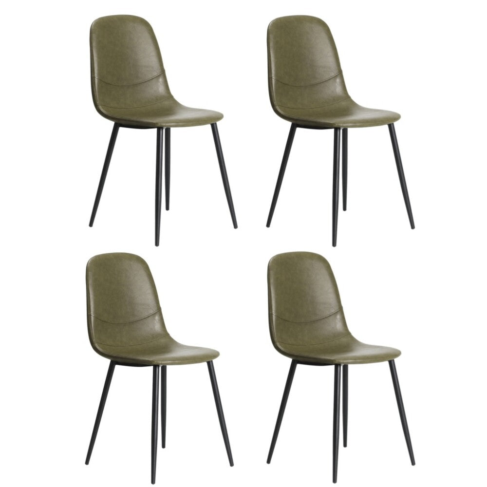 Oikiture 4x Dining Chairs Kitchen Accent Chair Lounge Room PU Leather Green-Dining Chair-PEROZ Accessories