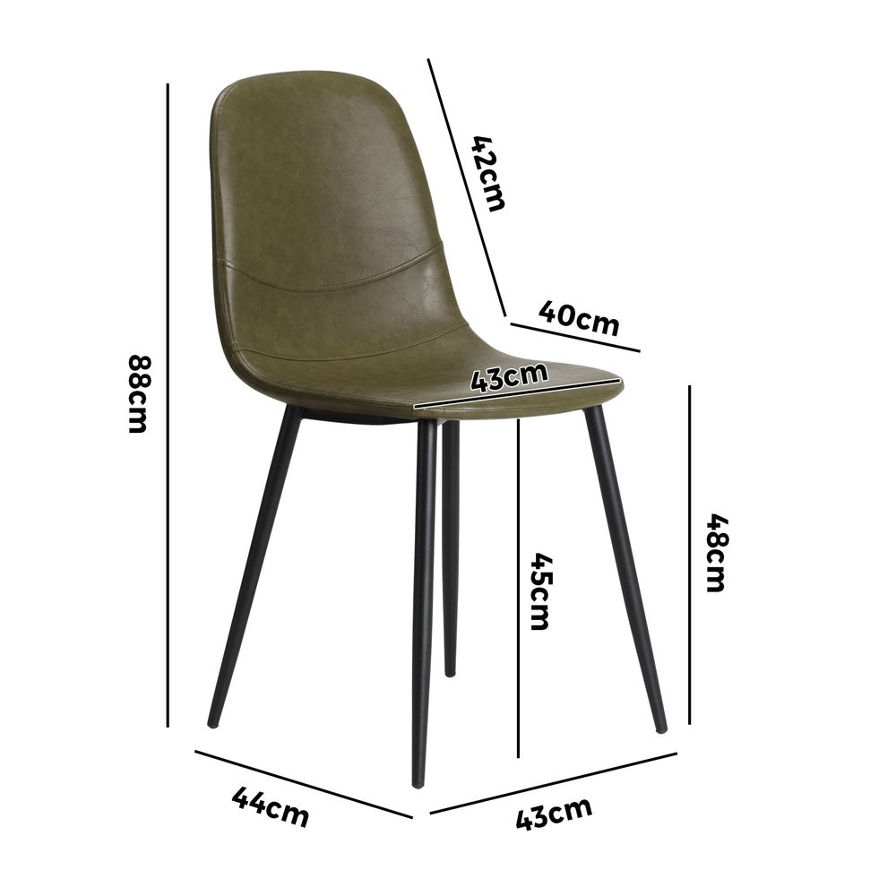 Oikiture 4x Dining Chairs Kitchen Accent Chair Lounge Room PU Leather Green-Dining Chair-PEROZ Accessories