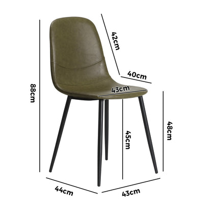 Oikiture 4x Dining Chairs Kitchen Accent Chair Lounge Room PU Leather Green-Dining Chair-PEROZ Accessories