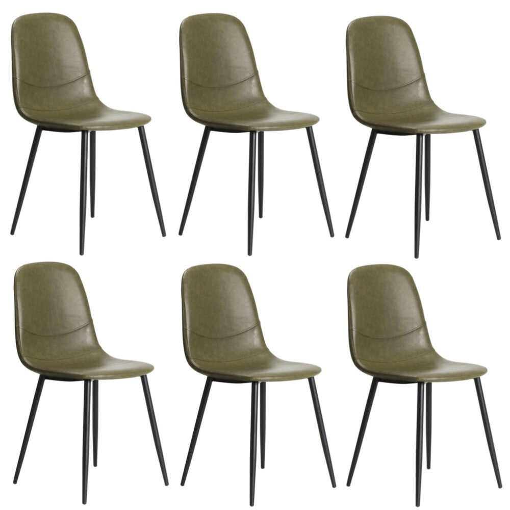Oikiture 6x Dining Chairs Kitchen Accent Chair Lounge Room PU Leather Green-Dining Chair-PEROZ Accessories