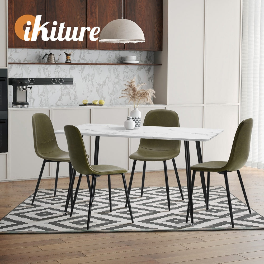 Oikiture 6x Dining Chairs Kitchen Accent Chair Lounge Room PU Leather Green-Dining Chair-PEROZ Accessories