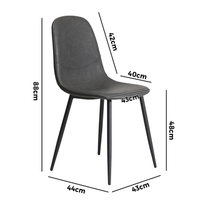 Oikiture 2x Dining Chairs Kitchen Accent Chair Lounge Room PU Leather Grey-Dining Chairs-PEROZ Accessories