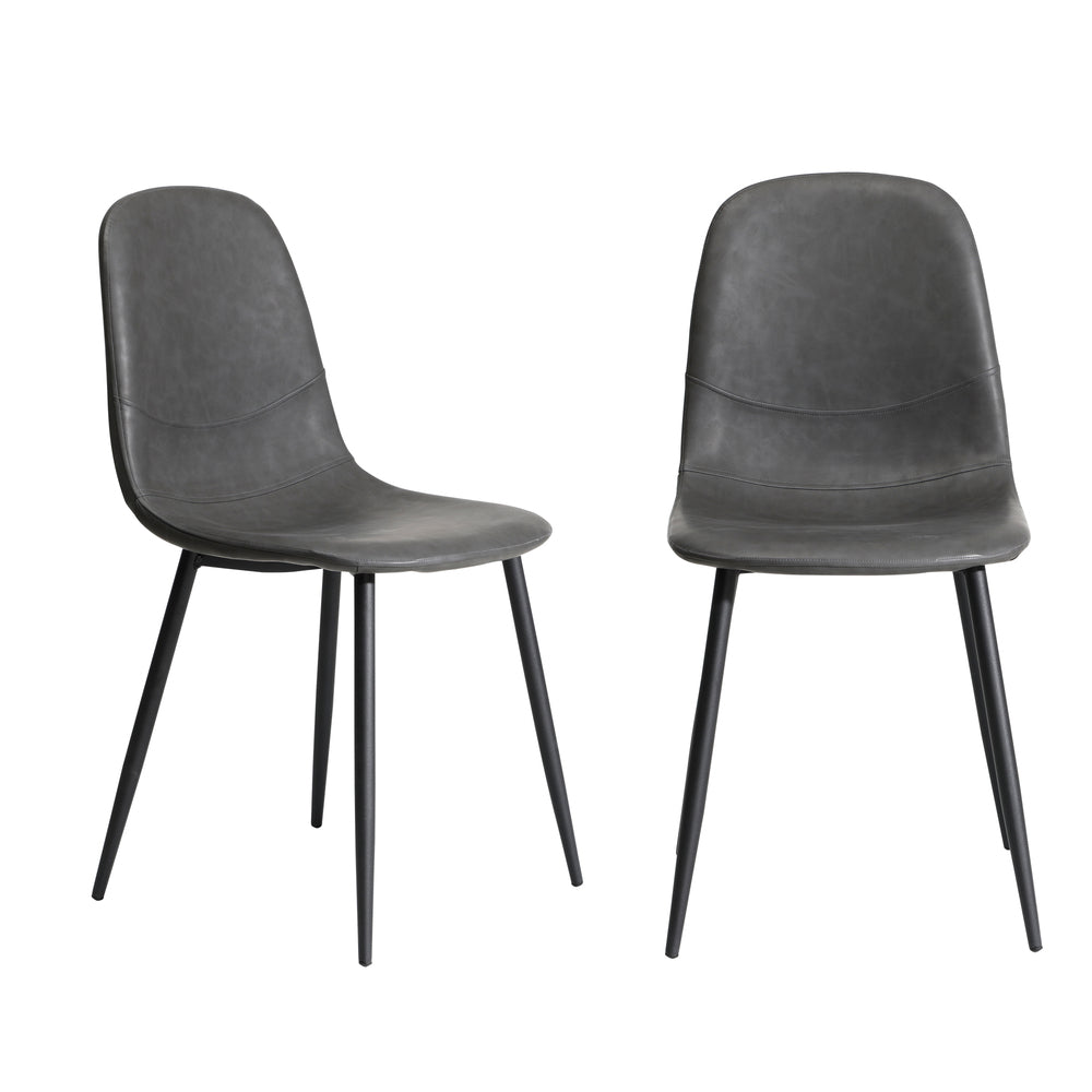 Oikiture 4x Dining Chairs PU Leather Grey-Dining Chair-PEROZ Accessories
