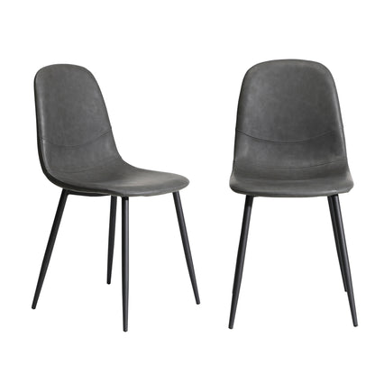Oikiture 4x Dining Chairs PU Leather Grey-Dining Chair-PEROZ Accessories