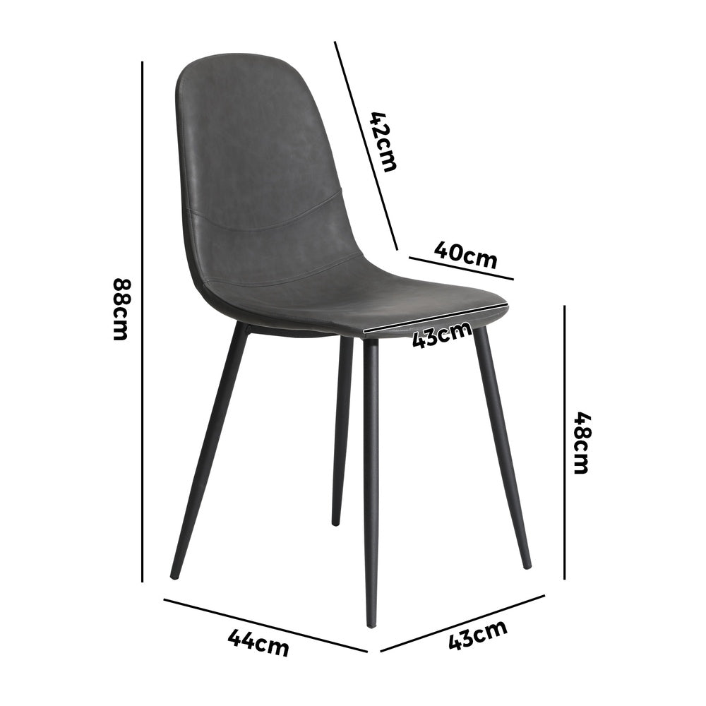 Oikiture 4x Dining Chairs PU Leather Grey-Dining Chair-PEROZ Accessories
