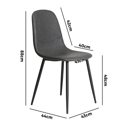 Oikiture 4x Dining Chairs PU Leather Grey-Dining Chair-PEROZ Accessories