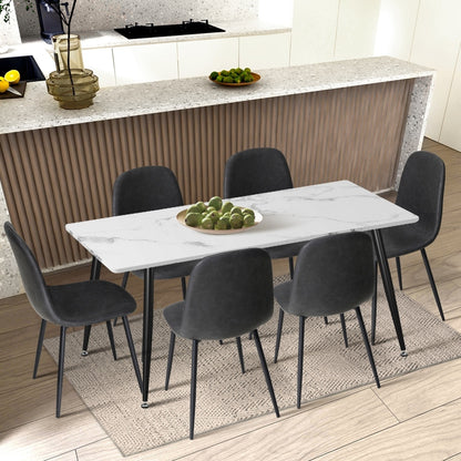 Oikiture 4x Dining Chairs PU Leather Grey-Dining Chair-PEROZ Accessories