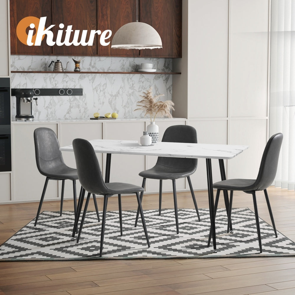 Oikiture 6x Dining Chairs PU Leather Grey-Dining Chair-PEROZ Accessories