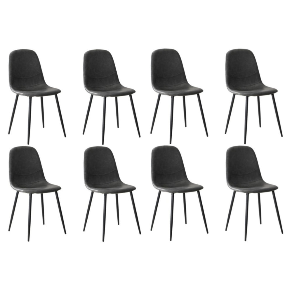 Oikiture 8x Dining Chairs Accent Chair PU Leather Grey-Dining Chair-PEROZ Accessories