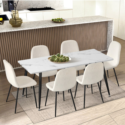 Oikiture 2x Dining Chairs Sherpa White and Black-Dining Chair-PEROZ Accessories