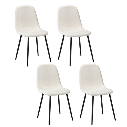 Oikiture 4x Dining Chairs Sherpa White and Black-Dining Chair-PEROZ Accessories