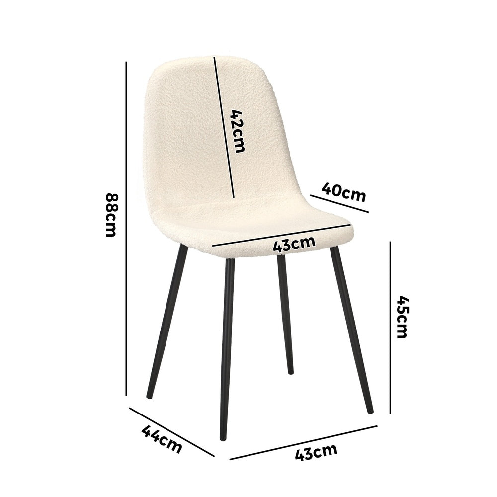 Oikiture 4x Dining Chairs Sherpa White and Black-Dining Chair-PEROZ Accessories