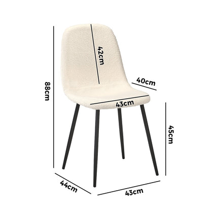 Oikiture 4x Dining Chairs Sherpa White and Black-Dining Chair-PEROZ Accessories