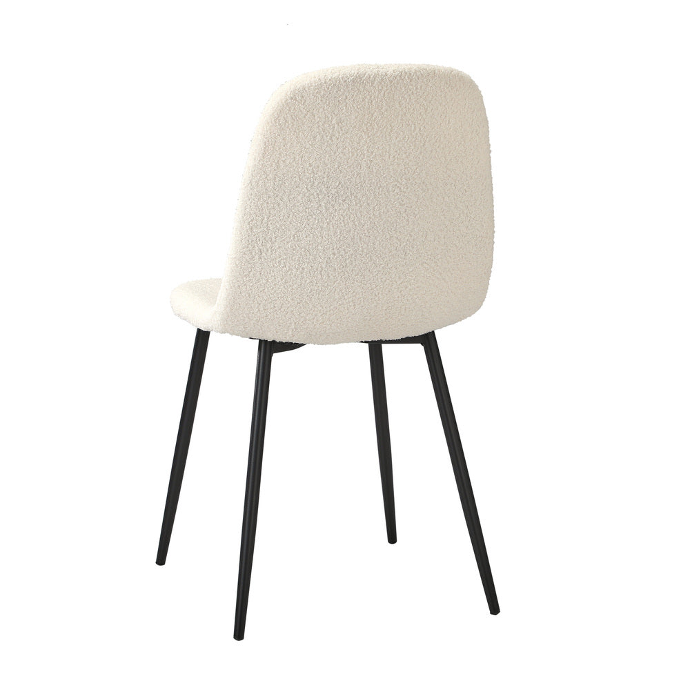 Oikiture 4x Dining Chairs Sherpa White and Black-Dining Chair-PEROZ Accessories